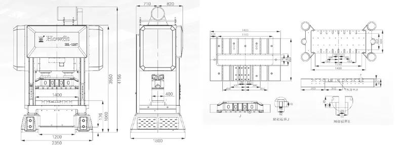 dimensions of DDL-125T HOWFIT High Speed Precision Press